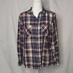 Caslon Women's Plaid Button Down Shirt Size Small